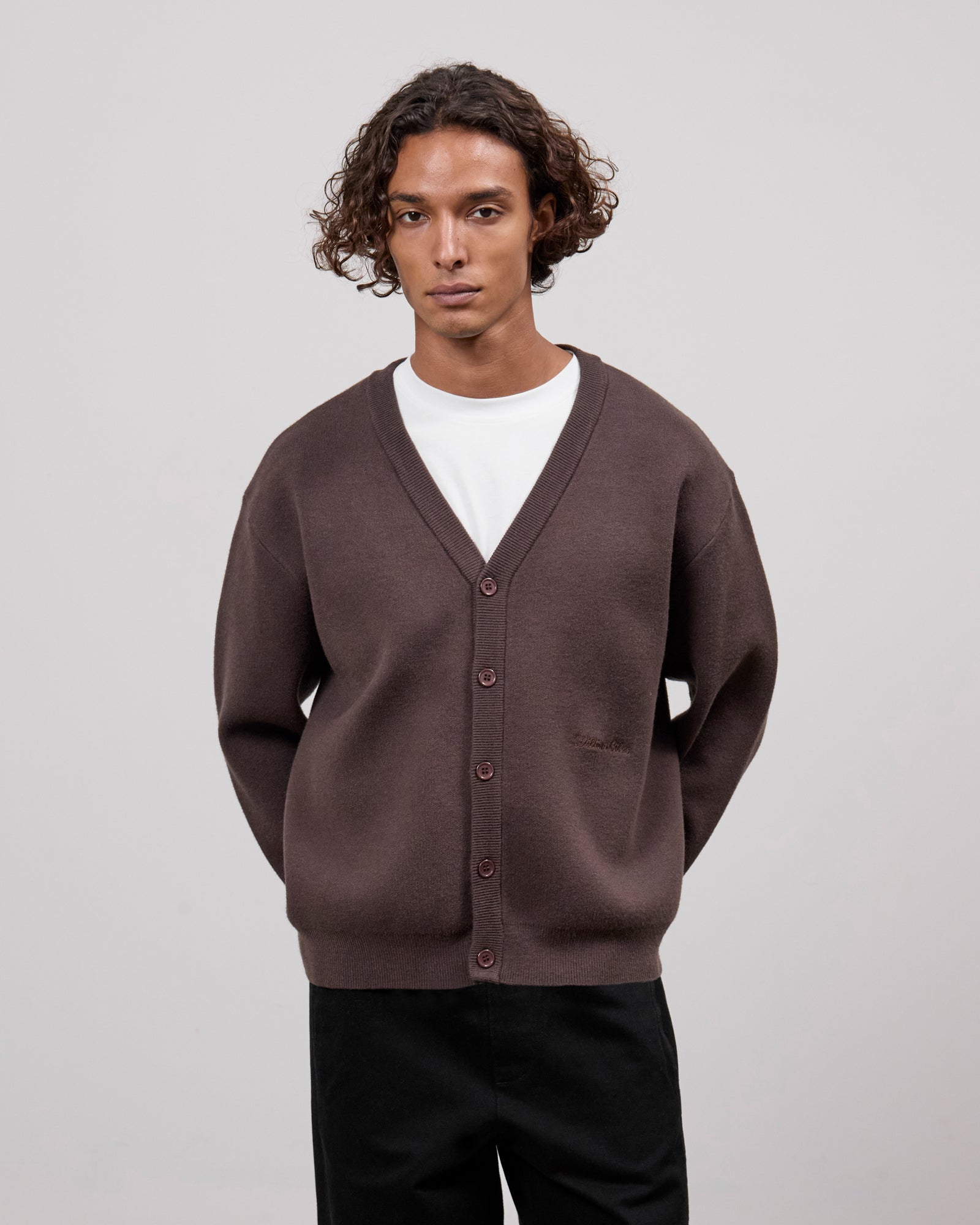 chocolate crop cardigan – William Giles